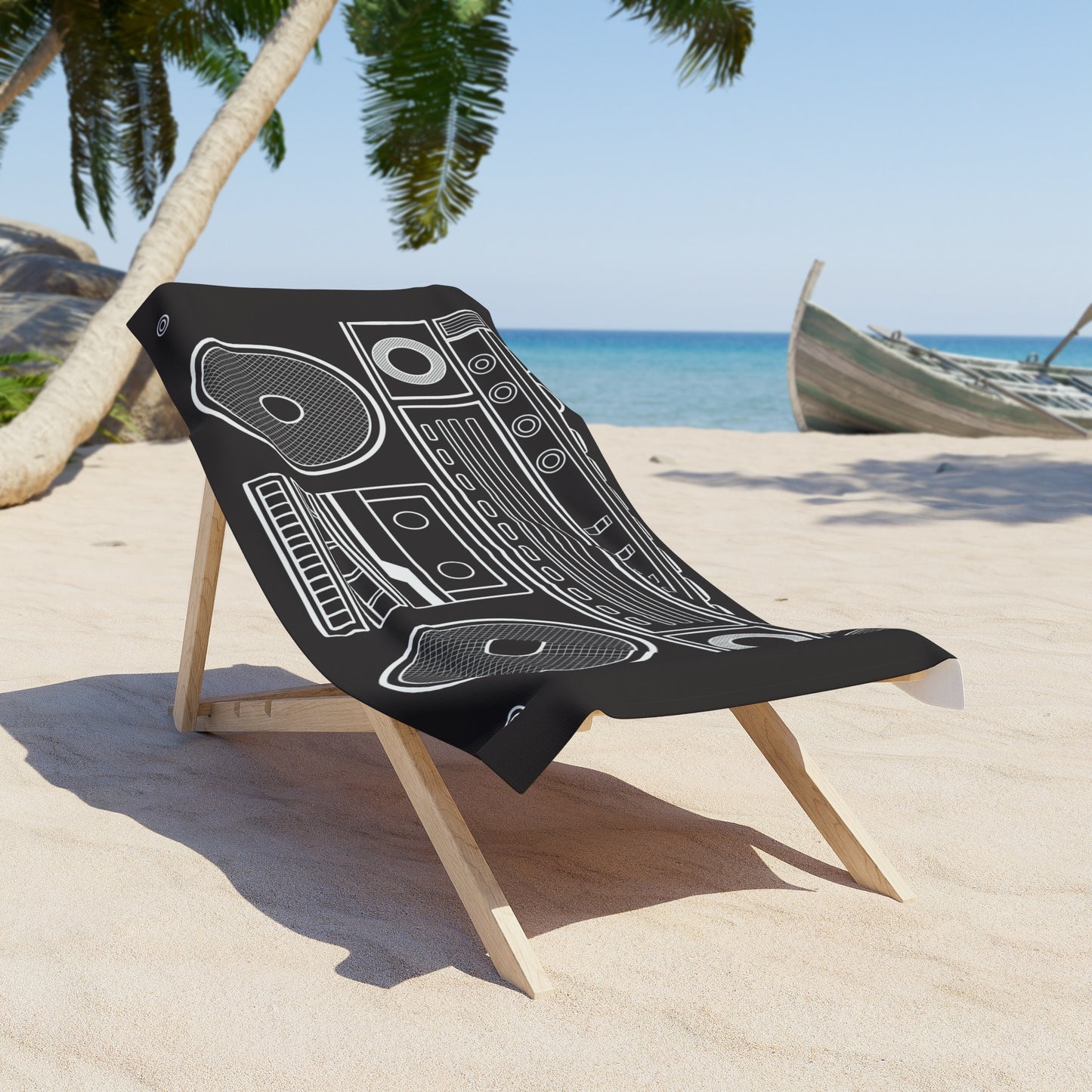 Boombox Beach Towel – Retro Music-Inspired Summer Vibes
