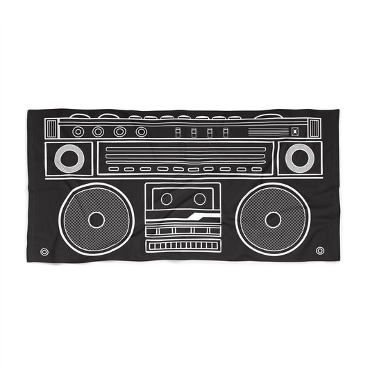Boombox Beach Towel – Retro Music-Inspired Summer Vibes