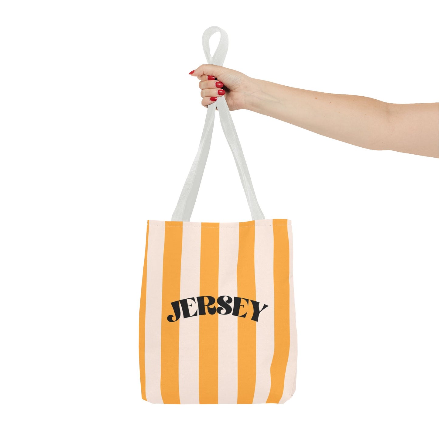 Jersey Shore Striped Beach Tote Bag | Retro Jersey "What Exit?" Canvas Tote