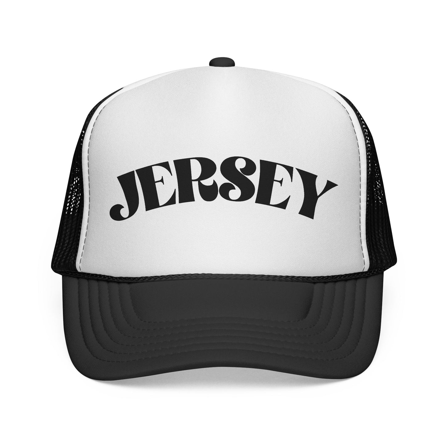 JERSEY Trucker Hat | Retro Jersey Shore Beach Hat | Vintage Style Snapback Cap for Women | Coastal Summer Graphic Hat
