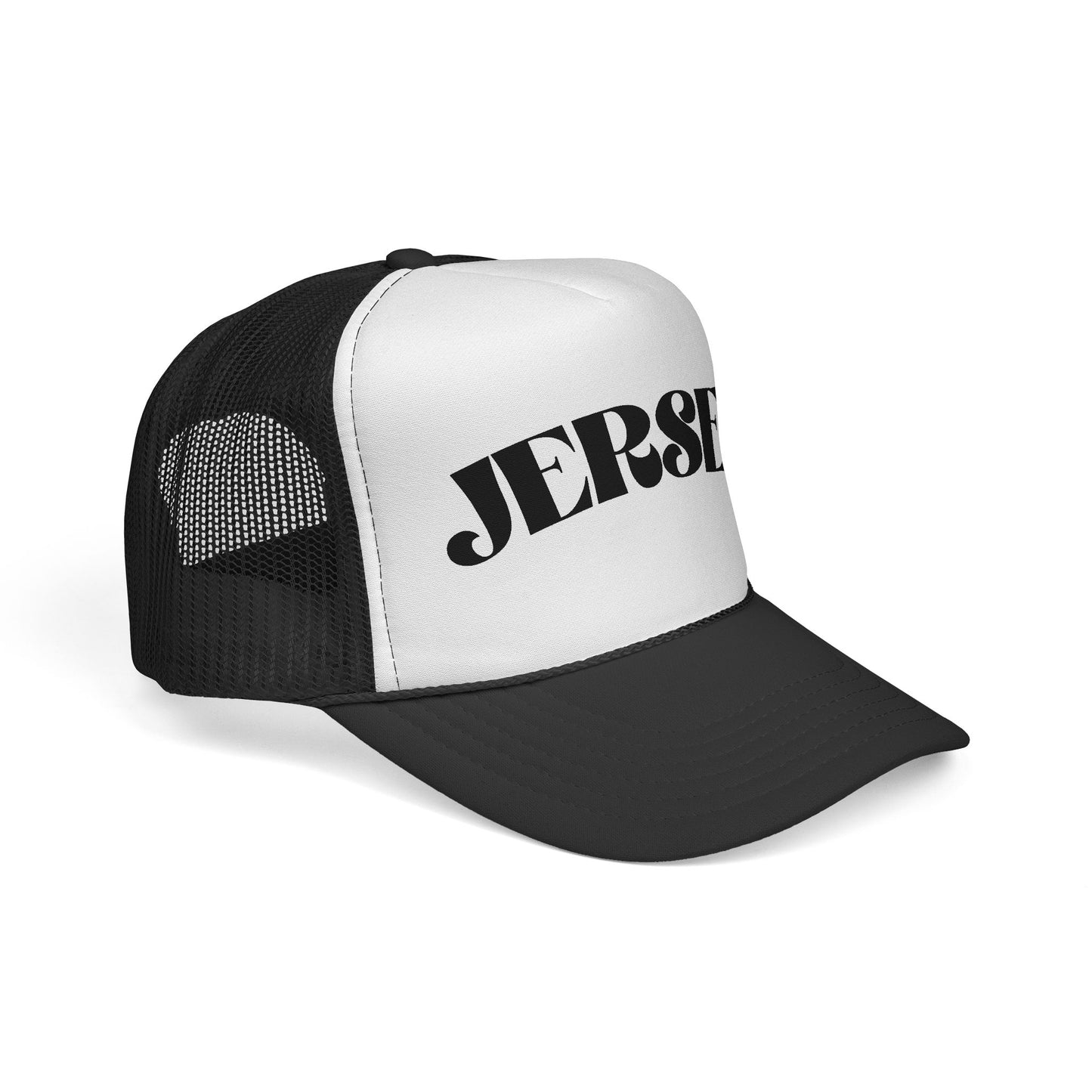 JERSEY Trucker Hat | Retro Jersey Shore Beach Hat | Vintage Style Snapback Cap for Women | Coastal Summer Graphic Hat