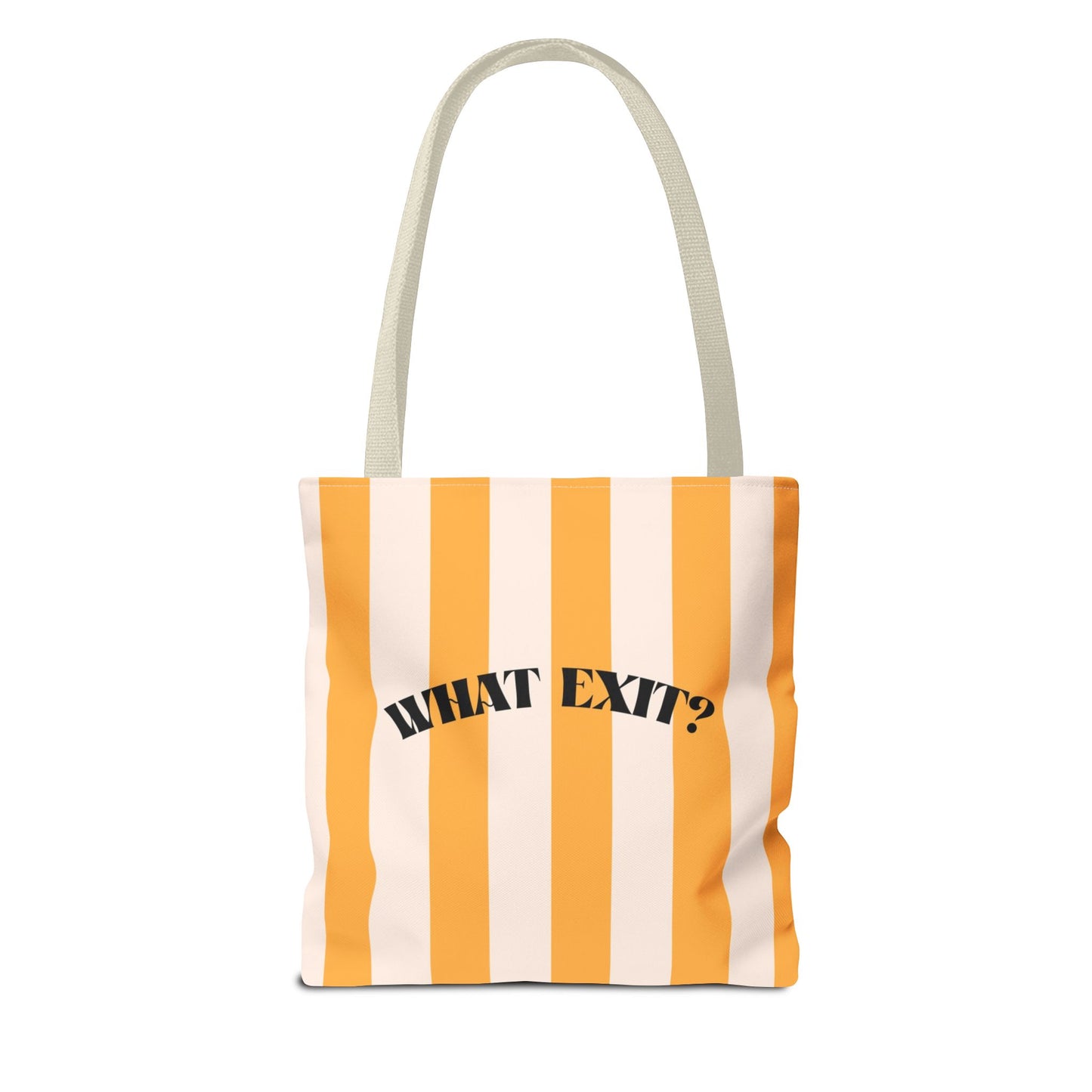 Jersey Shore Striped Beach Tote Bag | Retro Jersey "What Exit?" Canvas Tote