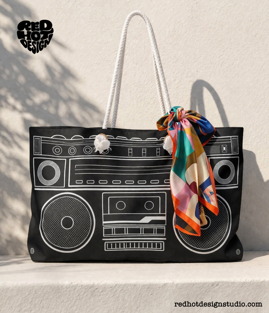 Retro Boombox Weekender Bag - Stylish and Fun Travel Tote for Music Lovers