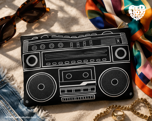 Vintage Boombox Accessory Pouch - Retro Music Storage for Music Lovers
