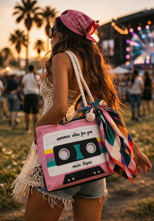 Retro Cassette Mix Tape Weekender Bag - Perfect for Summer Vibes