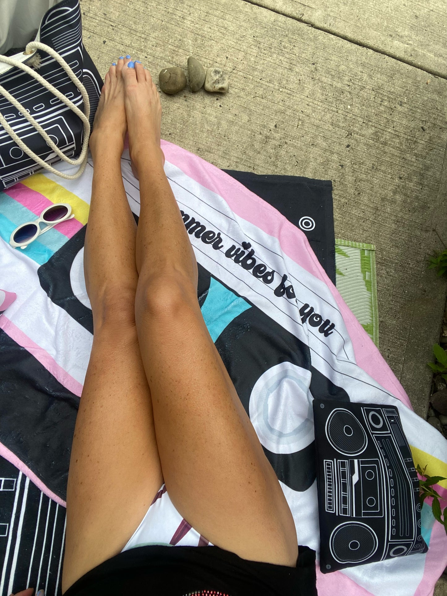 Boombox Beach Towel – Retro Music-Inspired Summer Vibes