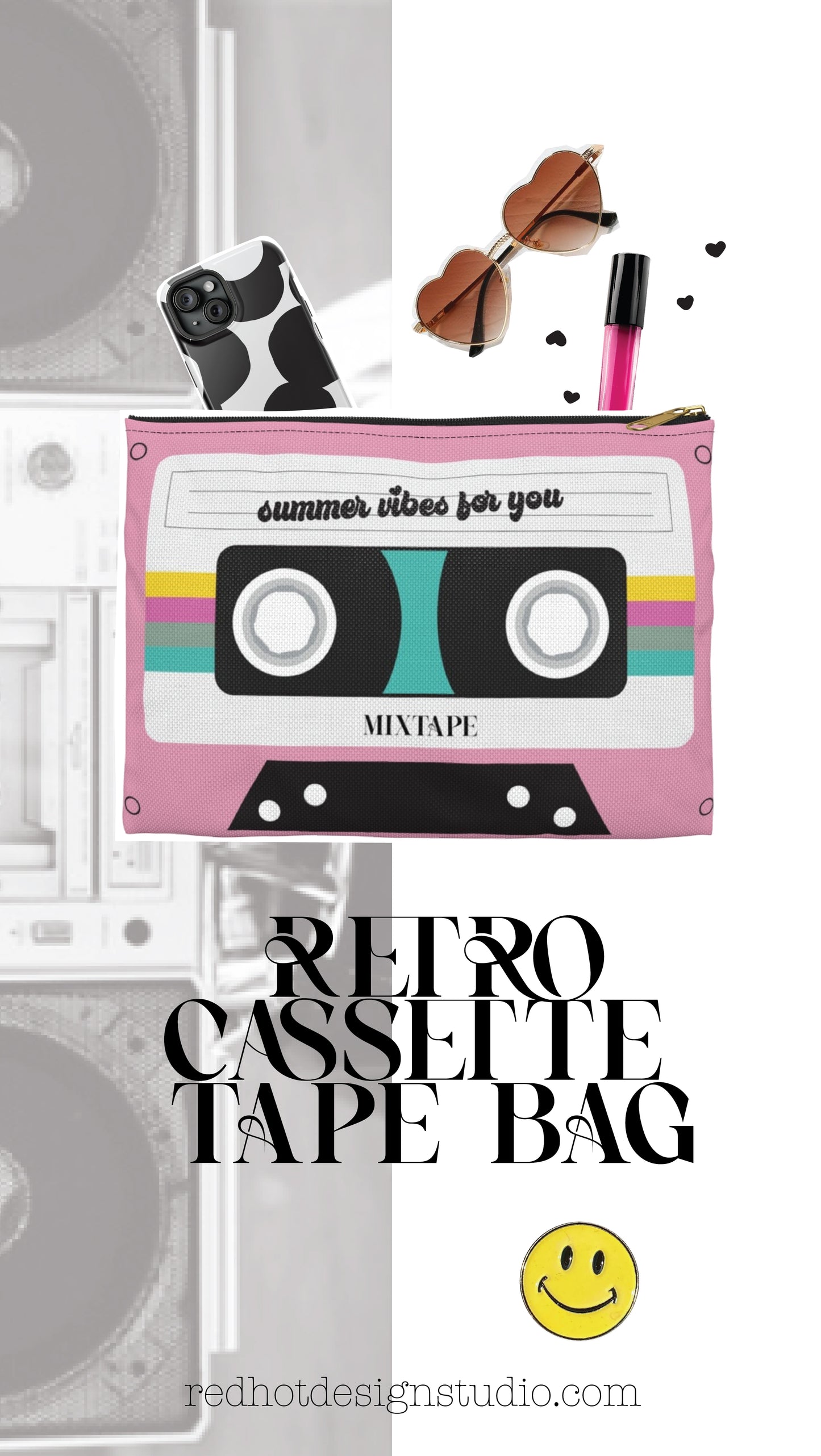 Retro Cassette Tape Accessory Pouch small- Summer Vibes for You